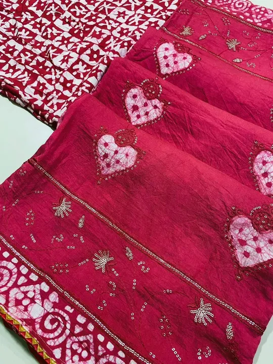 Pure mal mal silk batik print saree withsequence work uploaded by Aagam designer on 2/28/2023