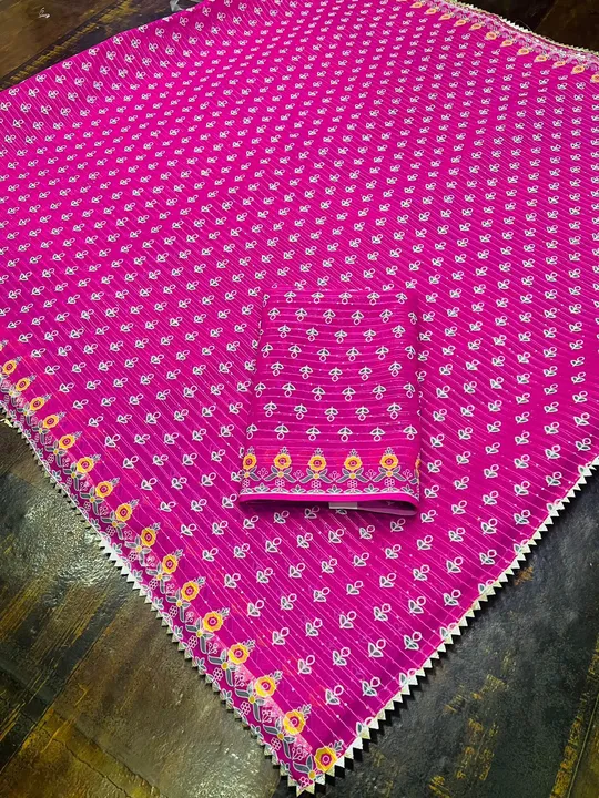  SAREES:- PURE GEORGETTE WITH CROCHET  *2MM* SEQUENCE WORK WITH DISITAL PRINT WORK  uploaded by NIVA CREATION on 2/28/2023