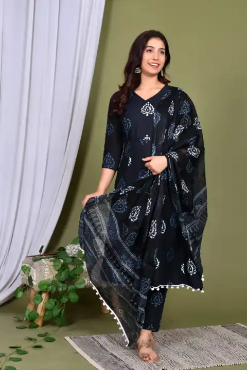 Trendy Kurti with Pant and Dupatta set  uploaded by Shree Dayal and Company on 2/28/2023
