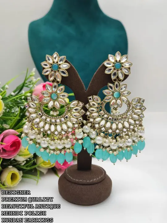 Mehendhi Polish Kundan Earrings  uploaded by L & S GOODS CO on 2/28/2023