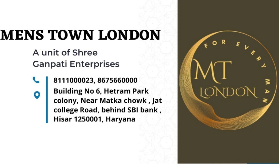 Visiting card store images of Men's Town