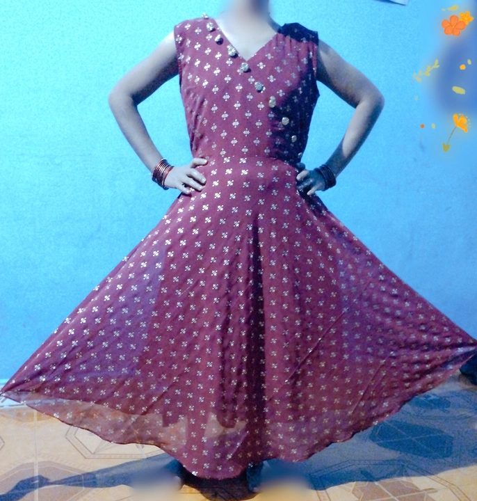 Flared foil printed havy georgette kurti .  uploaded by business on 2/28/2023