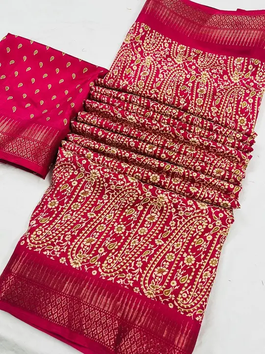 Beautiful ajrak print saree with jaquard weaving border and blouse uploaded by Aagam designer on 3/1/2023