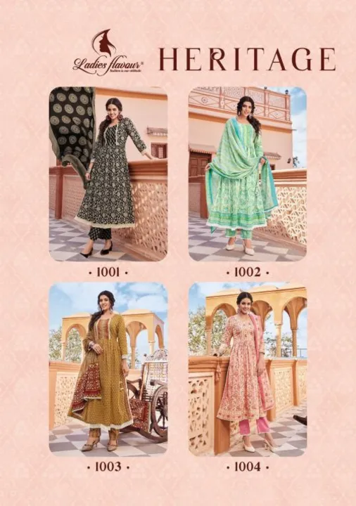 Ladies Flavour Heritage Fancy Kurti With Bottom Dupatta Collection uploaded by Cottonduniya on 3/1/2023