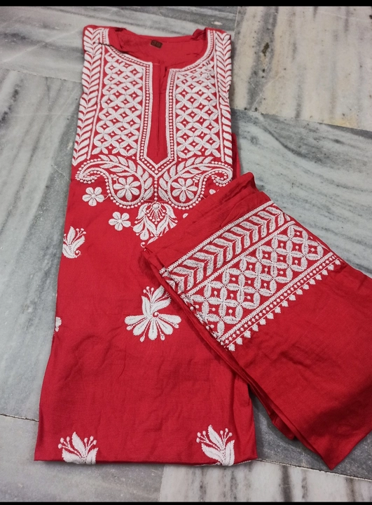 Rayon Chikan plazo set uploaded by LUCKNOW HANDICRAFT WORKS on 3/1/2023