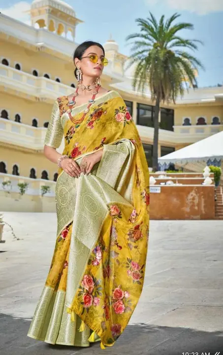 *New Printed Linen Saree*
😍😍😍😍😍
*DIGITAL PRINT*
Linen Soft Silk 
All Over Design
Designer Blous uploaded by Swara Paithani on 3/1/2023