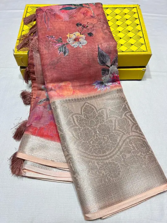 *New Printed Linen Saree*
😍😍😍😍😍
*DIGITAL PRINT*
Linen Soft Silk 
All Over Design
Designer Blous uploaded by Swara Paithani on 3/1/2023