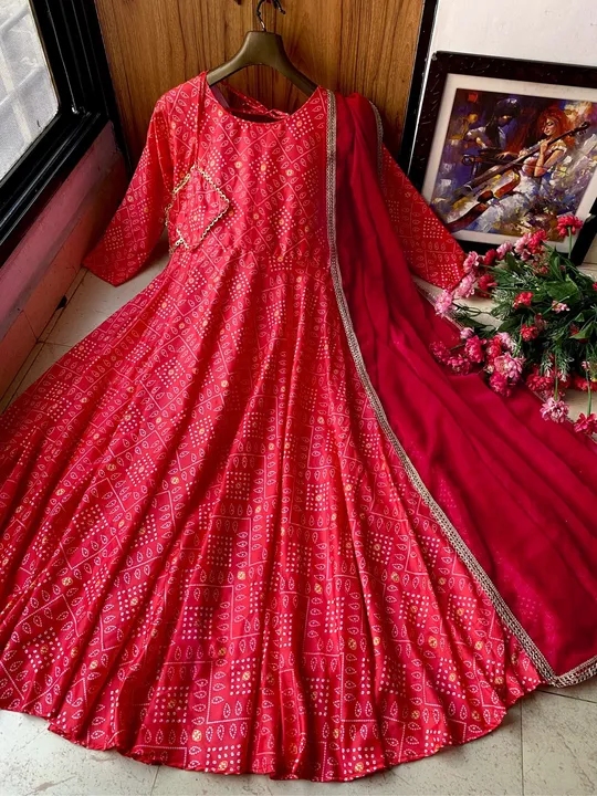 LC 975

♥️ PRESENTING NEW DESIGNER PRINTED ANARKALI GOWN ♥️

♥️ GOOD BUTTER SILK OUTFIT

# FABRIC DE uploaded by Aanvi fab on 3/1/2023