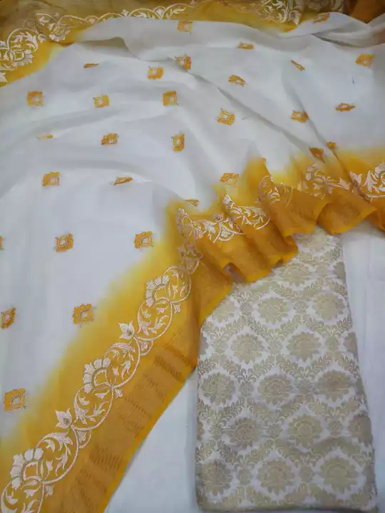Banarasi pure Chamderi Silk Dyeble Suite uploaded by business on 3/1/2023