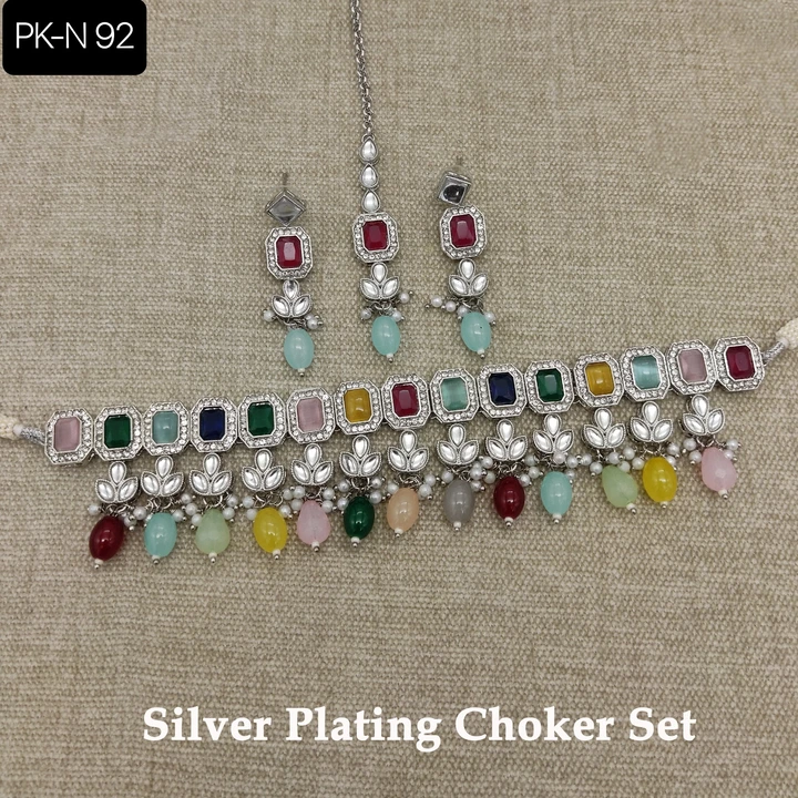 Silver plating choker set uploaded by Sb designs on 3/1/2023