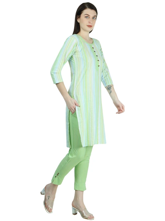 Kurti Pant Set Khadi Cotton Multi Green 1001G for Female uploaded by Tannu Trends on 3/1/2023