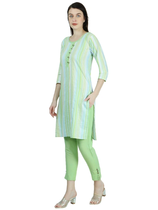 Kurti Pant Set Khadi Cotton Multi Green 1001G for Female uploaded by Tannu Trends on 3/1/2023