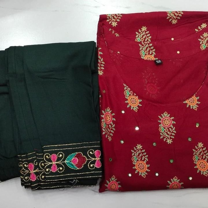 Post image 👆🏻👆🏻
*HK KURTI-PANT SETS*

Fabric.      Rayon
Type.         Printed Kurti
               Plain Pants/work
Quality.      Assured
Sizes.        48,50,52
*Price.       850/-*
Limited Stock
Book your Pc.
Bulk Price Different