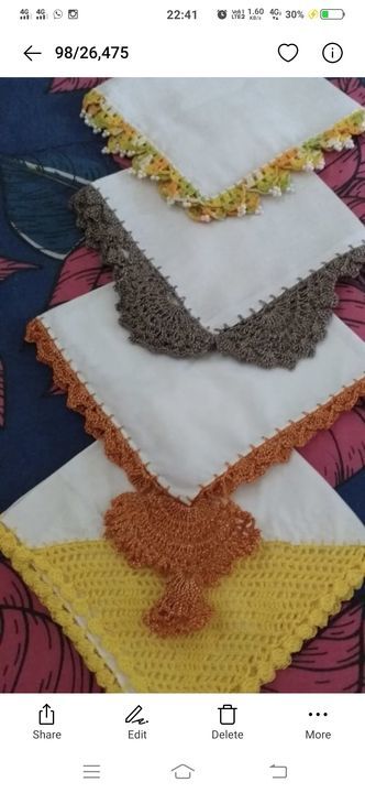 Crochet handkarchef...all different design n price.. uploaded by business on 2/23/2021