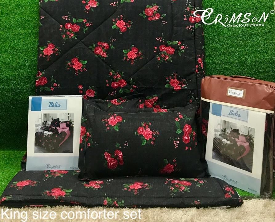 *KING SIZE COMFORTER SETS BY CRIMSON*
* ITALIA KING SIZE COMFORTER SETS* 
1 Bedsheet
2 Pillow covers uploaded by business on 2/23/2021