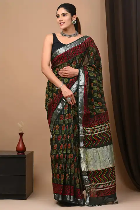 Cotton linen sarees uploaded by Unique textile bagru on 3/1/2023