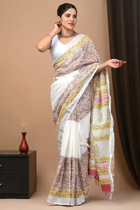 Cotton linen sarees uploaded by Unique textile bagru on 3/1/2023