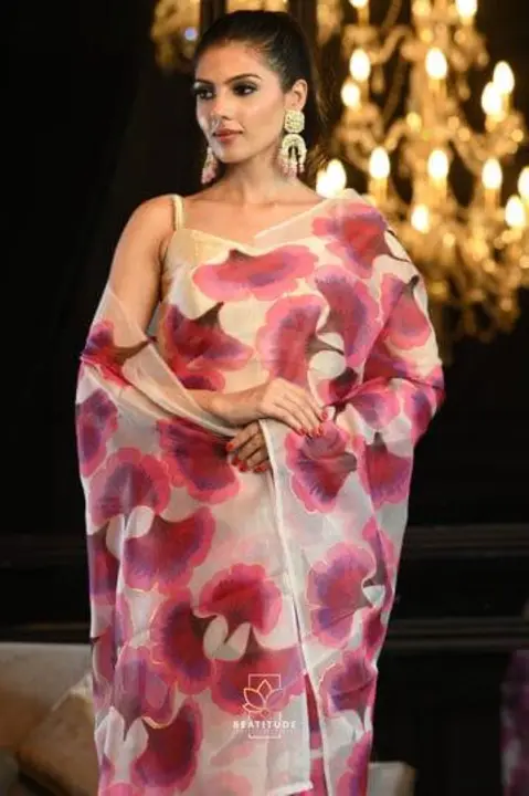 Organza printed saree  uploaded by A star on 3/1/2023