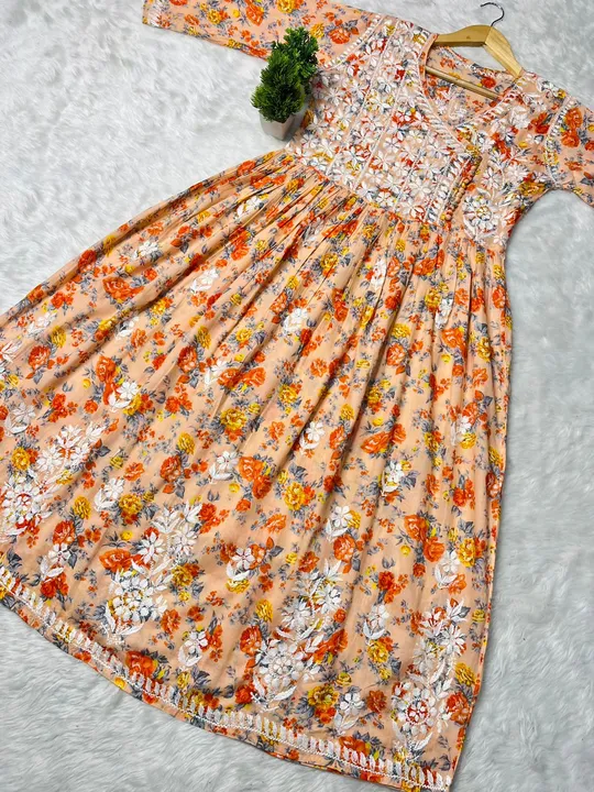 Malmal Chikankari Handwork Angharkha Gown  uploaded by The Lucknoweez 7319858017 on 3/2/2023