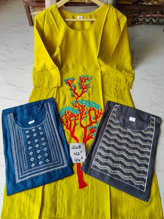 Reyon embroidery kurti combo  uploaded by Geeta creation on 3/2/2023