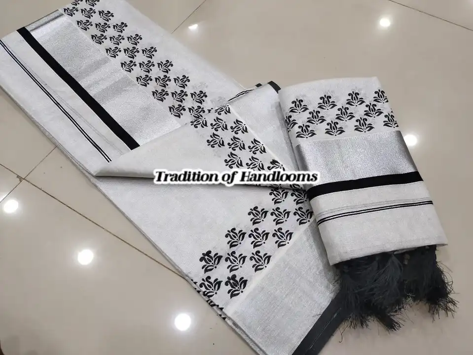 Kerela half sarees tissue cotton setmundus uploaded by Maari Amman Textile on 3/2/2023