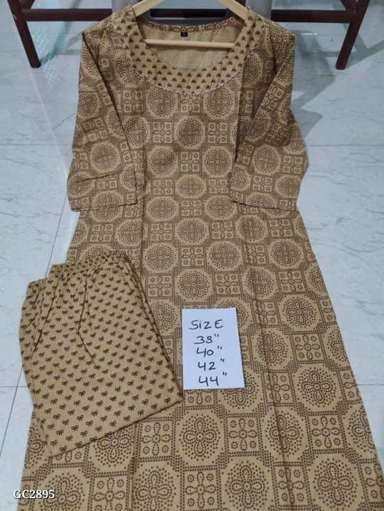 Jaipuri cotton kurti pant set  uploaded by Digital marketing shop on 3/2/2023
