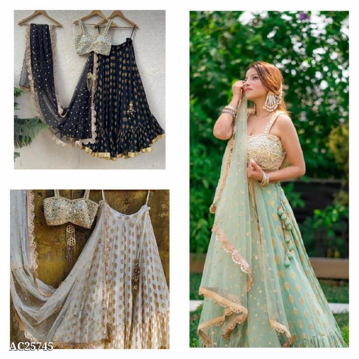 Post image Catalog Name: *HIT DESINE LEHNGA*

Code : HM209

Fabric :

⏭ Heavy banarasi jaikard lehnga with fancy crosec lace border
Flair 5 meter +😍😍

⏭ Bangalori silk blouse with fully coding embroidery work + sequence &amp; real mirror work ( Unstich )

⏭ Soft net Duppata with sequence butti work + border work 


Ready to ship ✅



*Price: ₹1290 ~₹2140~ (40% off)*
_*Free COD! Free Shipping! Returns Available!*_

(good quality items, at wholesale prices)abcoll