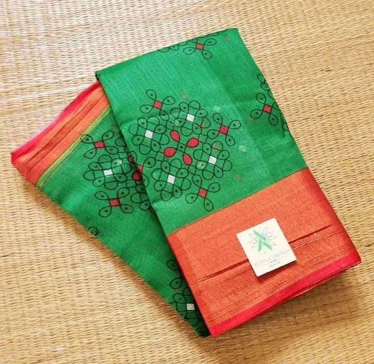 Post image Now we present ......


Catalogue -tow tone muggu

Fabric Details -. Soft linen cotton with zari border with encrich brasso design
Blouse - soft cotton

Rate- 550+$

Book fast
Full set ready
Single also

*😍We always trust in quality😍*

Note - all item with Rich pallu