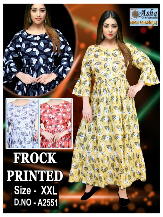 Rayon print Frock kurti uploaded by Asha Garments on 3/2/2023