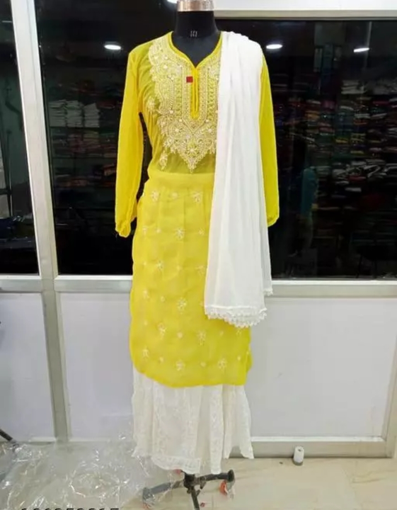 Lucknowi chikankari suits  uploaded by Mahira Chikan Art on 3/2/2023