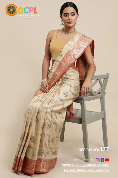 Hey guys do you want saree so DM me 💬 and order now  uploaded by Dhananjay Creations Pvt Ltd. on 3/2/2023