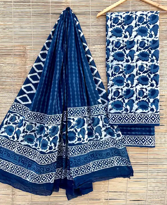 Hand block printed pure cotton dress materials with dupatta  uploaded by The print house  on 3/2/2023