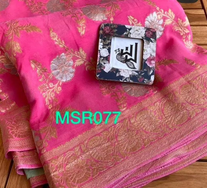 Banarasi fancy daybal Sami Georgette fabric uploaded by Bs_textiles7 on 3/2/2023