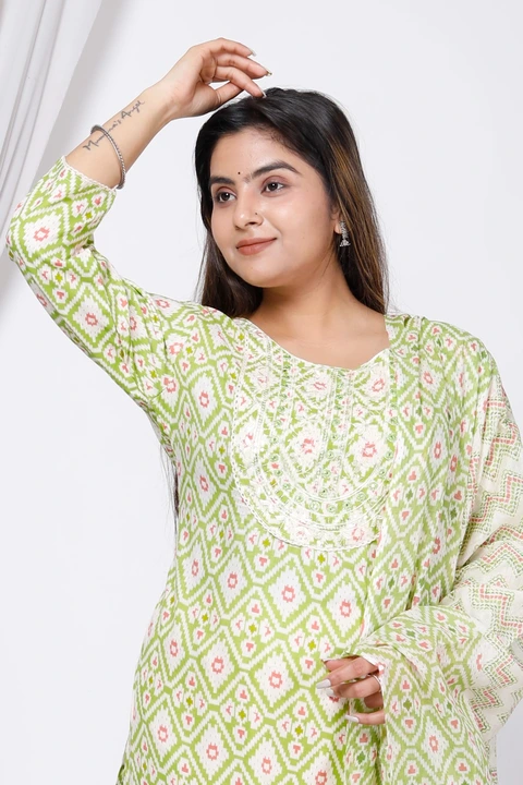 💃Today New Lounch 🎉LOOK A COOL PRETTIEST in stret cut a_line💫Kurta_pent with dupatta(3 pice)👌*Su uploaded by Utsav Kurti House on 3/2/2023