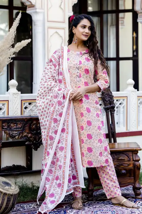 Party wear Embroidery work printed Kurta pant and dupatta set for women premium Quality made in Jaip uploaded by MNC Fashion Trends on 3/3/2023
