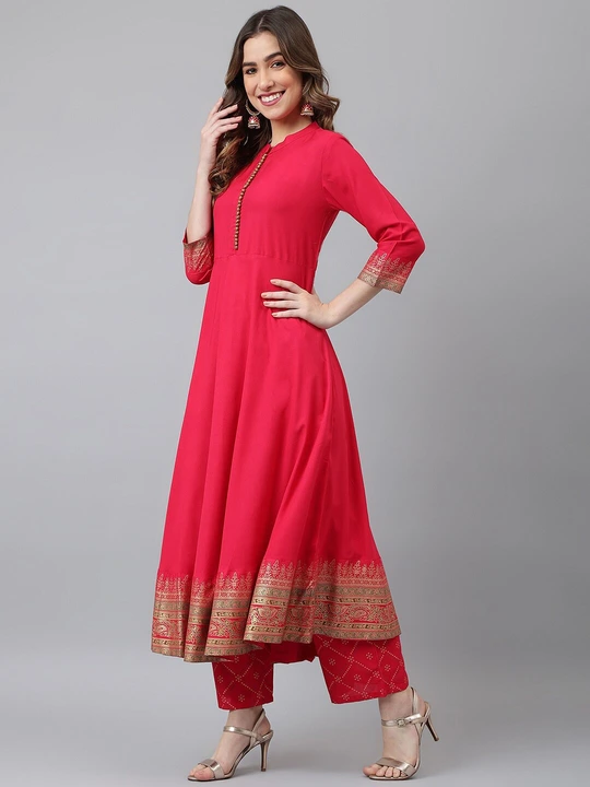 Women light red anarkali kurta set  uploaded by Karagwals fab on 3/3/2023