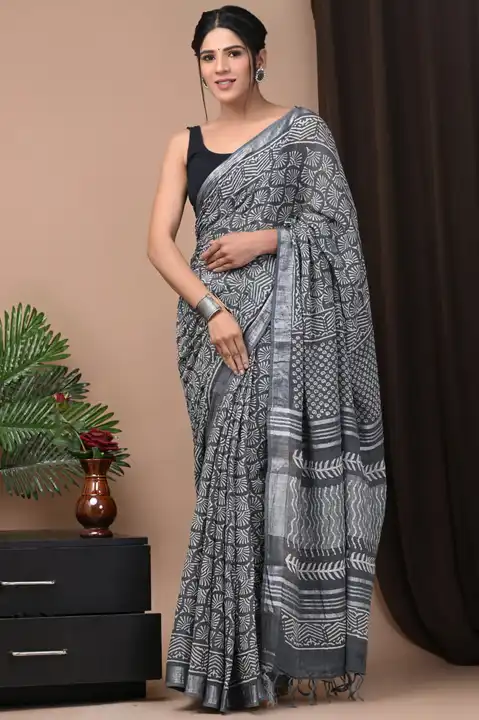 Sarees with blouse  uploaded by Ashoka bagru print on 3/3/2023