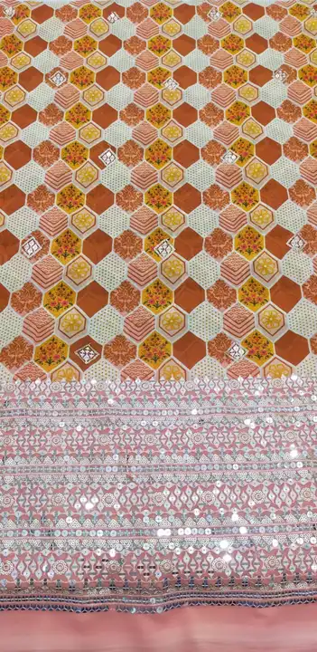 Fabric - Fox georgete 
Work-  digital with sequence Daman embroidery
Width -46"
Rate-270/ mtr uploaded by Sakshi creation on 3/3/2023