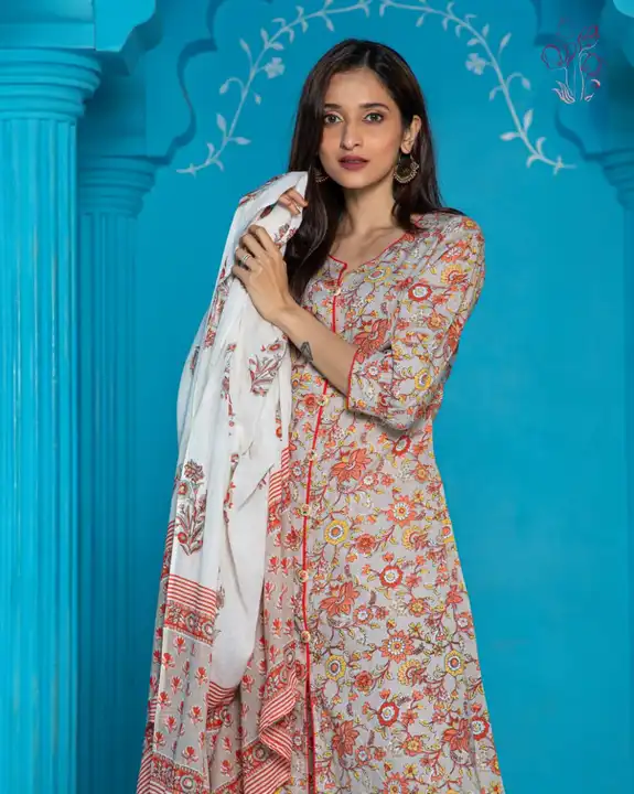 Attractive Elegant Cotton printed Ethnic set uploaded by Ach Kurtis on 3/3/2023