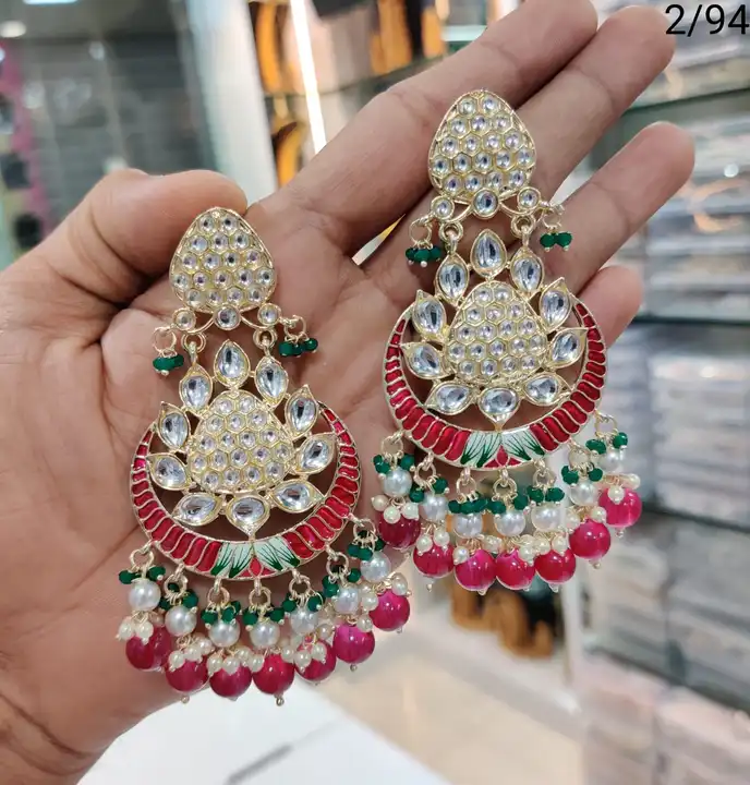 Meenakari Kundan earrings uploaded by Sb designs on 3/3/2023