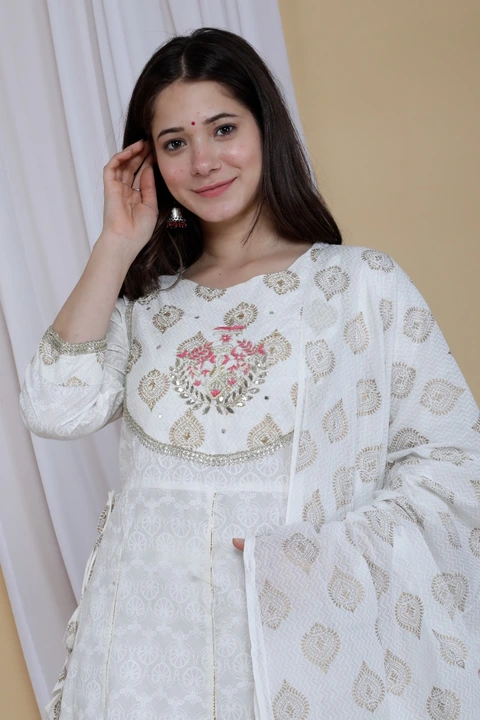 Anarkali style Kurti set  febric cotton  uploaded by business on 3/3/2023