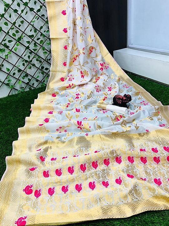 Post image Soft silk saree with mina work and jecard weaving