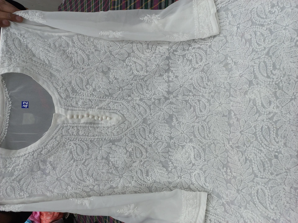 Georgette lucknowi chikankari short top uploaded by Wahid & sons chikan arts on 3/3/2023