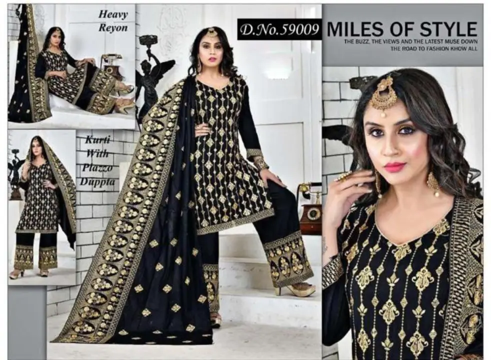 3pcs 2pcs kury palazzo with dupatta sets palazzo sets fancy designer work pent sets  uploaded by Radha Creation , Maira sales for Readymade items on 3/3/2023