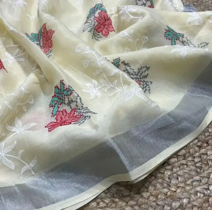 Cotton linen embroidery work sarees  uploaded by M S handloom  on 3/3/2023