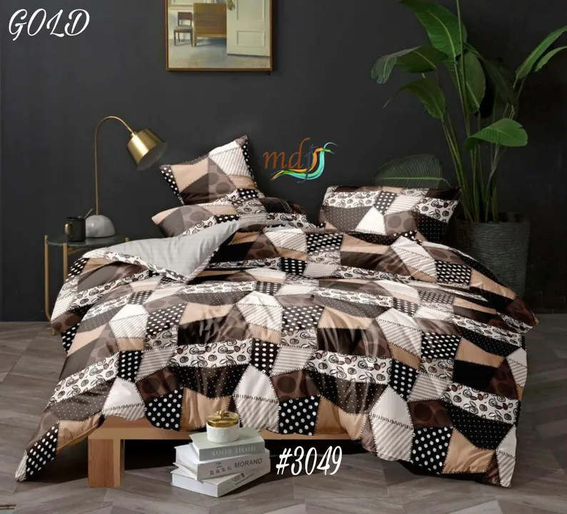 Gold 1+2 = 1 PC Bedsheets 90x100 & 2 PC  Pillow Cover 18x28 uploaded by Shark Home Elegance on 3/4/2023