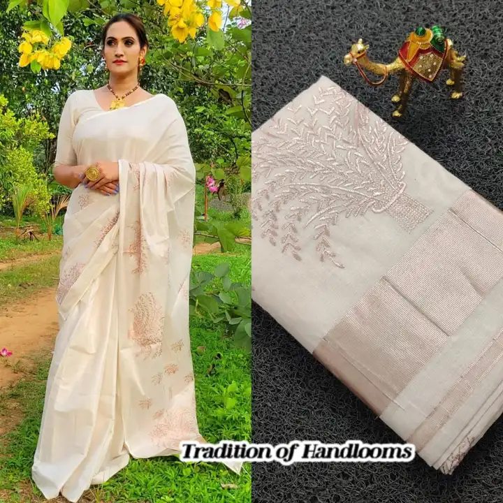 Kerela tissue sarees uploaded by Maari Amman Textile on 3/4/2023