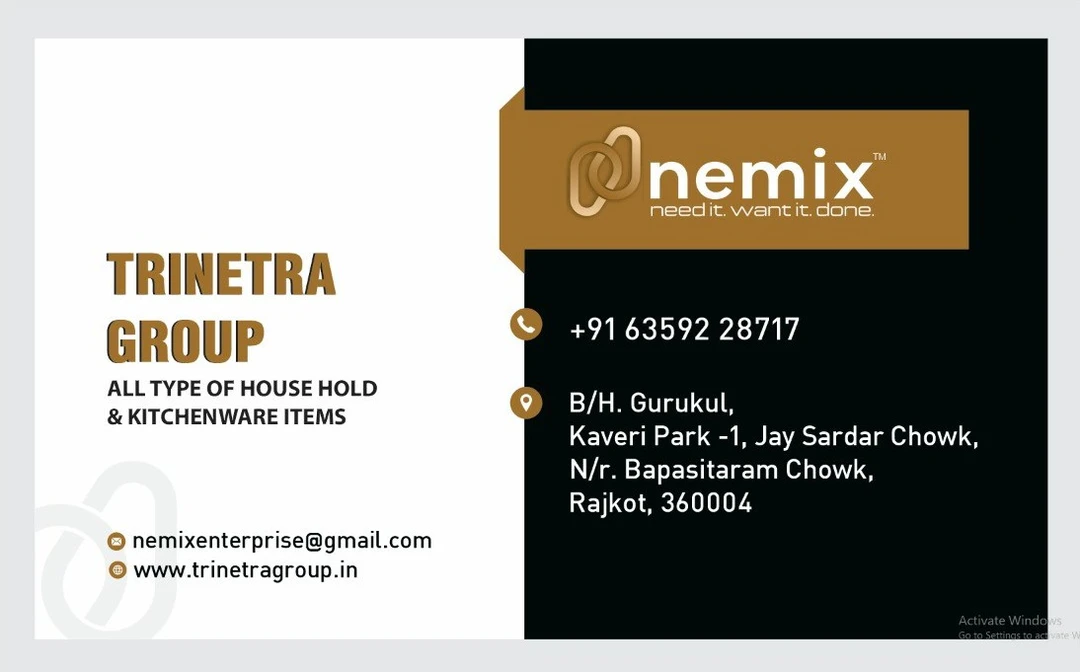 Visiting card store images of Nemix Enterprise