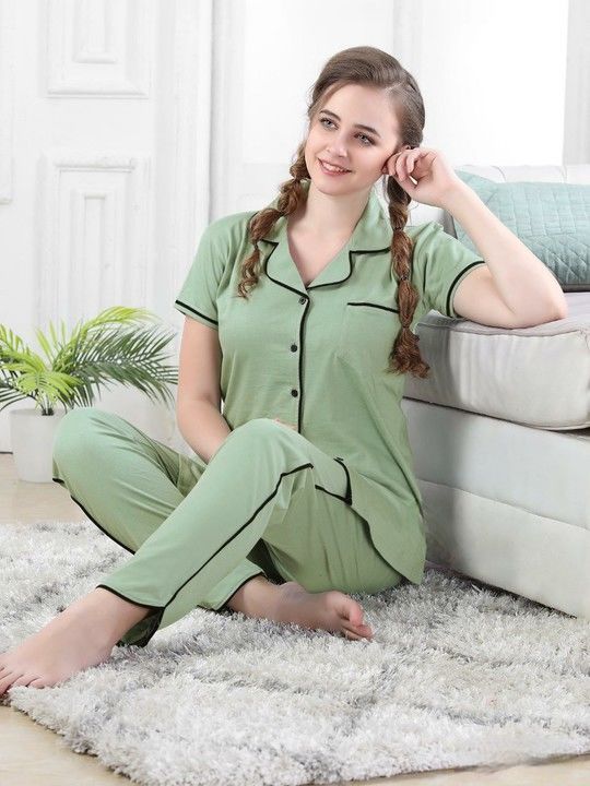 Summer special cotton night suit collar style  uploaded by business on 2/24/2021