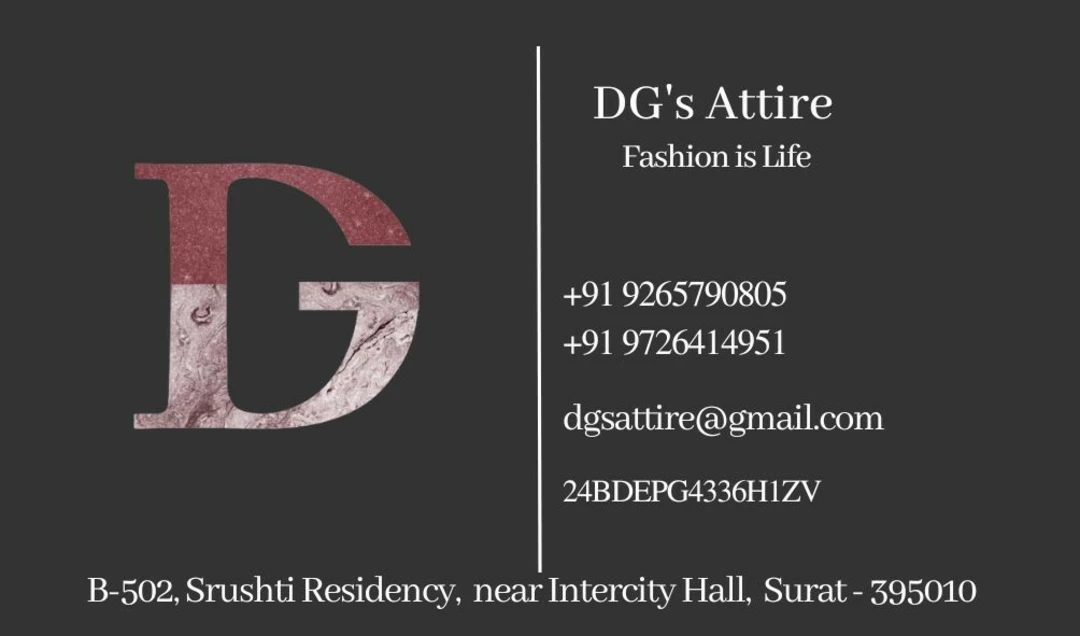 Visiting card store images of DG'S Attire